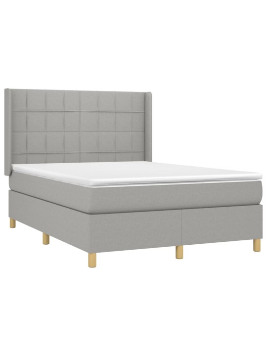 Box spring postel s matrací a LED světle šedá 140x200 cm textil