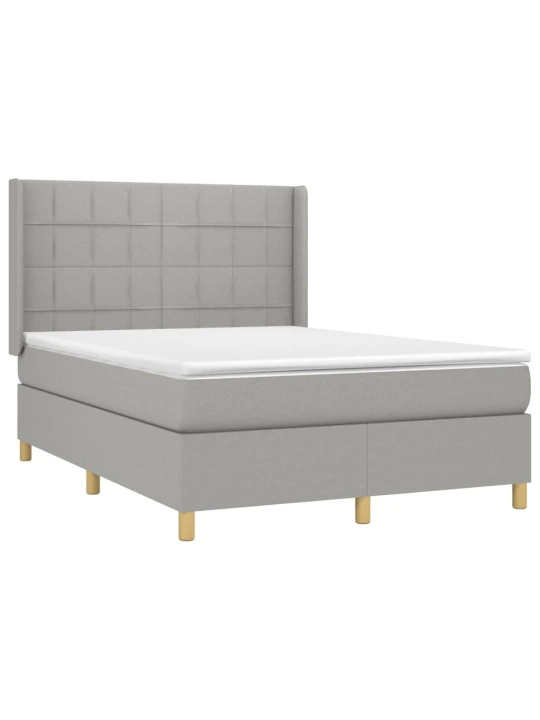 Box spring postel s matrací a LED světle šedá 140x200 cm textil
