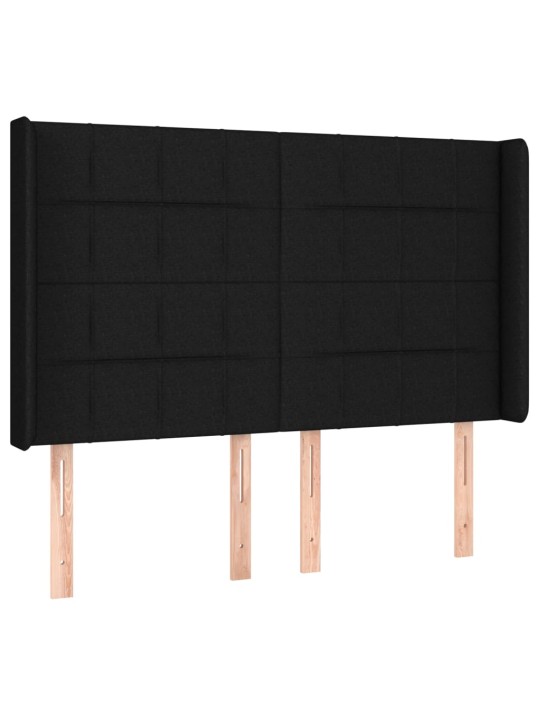 Box spring postel s matrací a LED černá 140x200 cm textil