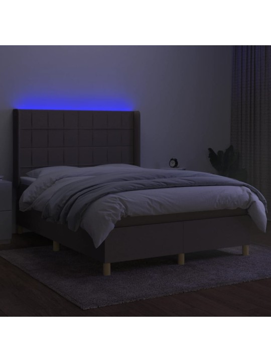 Box spring postel s matrací a led taupe 140x200 cm textil