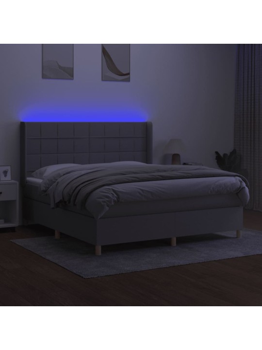 Box spring postel s matrací a LED světle šedá 160x200 cm textil