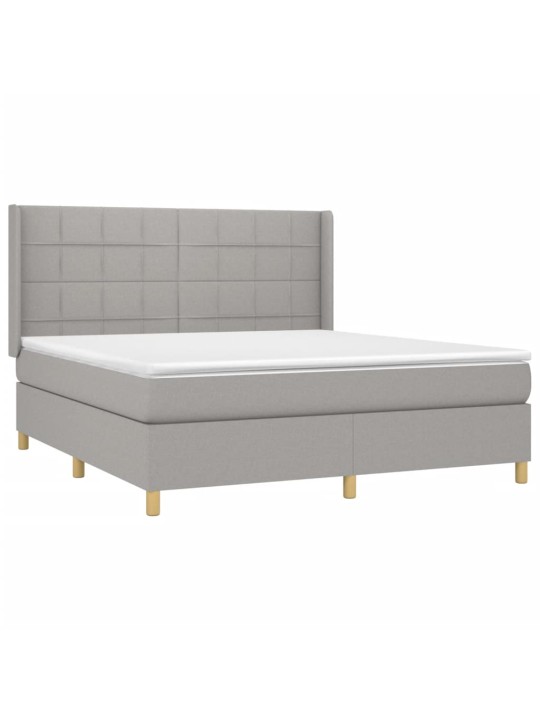 Box spring postel s matrací a LED světle šedá 160x200 cm textil