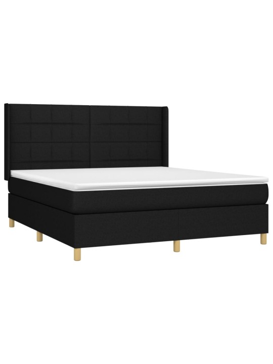 Box spring postel s matrací a LED černá 160x200 cm textil
