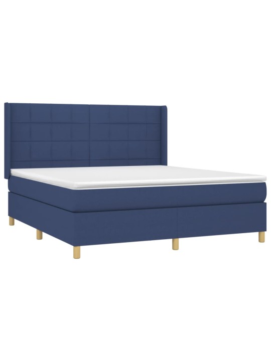 Box spring postel s matrací a led modrá 160x200 cm textil