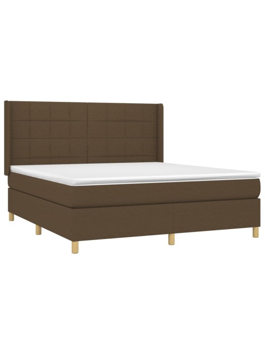 Box spring postel s matrací a led tmavě hnědá 180x200 cm textil