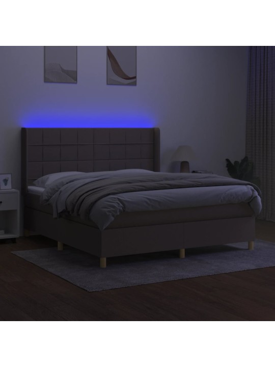 Box spring postel s matrací a led taupe 180x200 cm textil