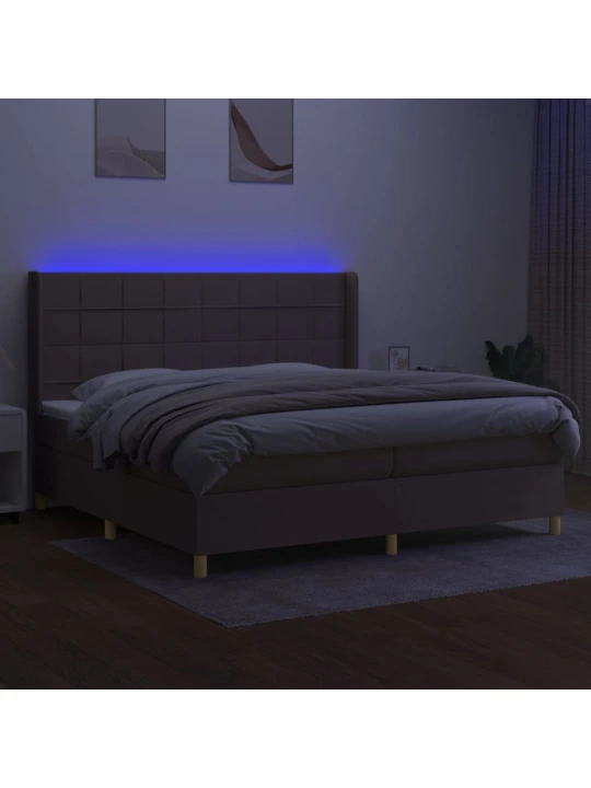 Box spring postel s matrací a led taupe 200x200 cm textil