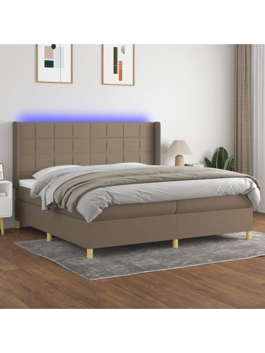 Box spring postel s matrací a led taupe 200x200 cm textil