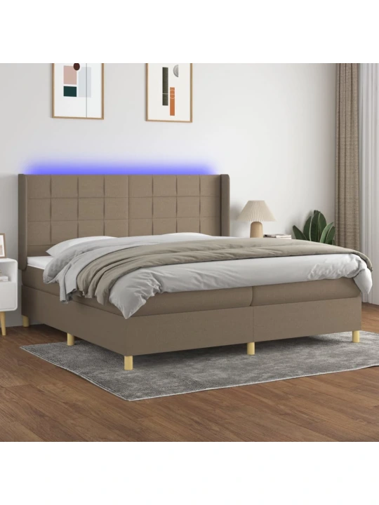Box spring postel s matrací a led taupe 200x200 cm textil
