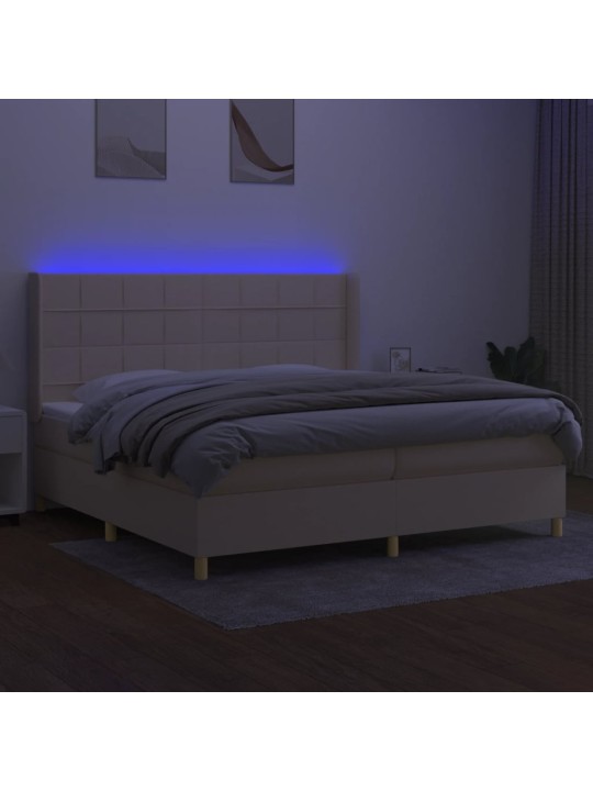 Box spring postel s matrací a led krémová 200x200 cm textil