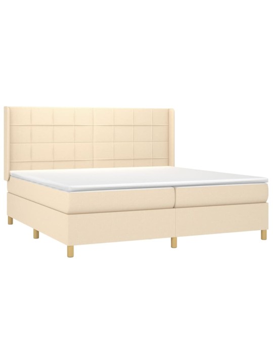 Box spring postel s matrací a led krémová 200x200 cm textil