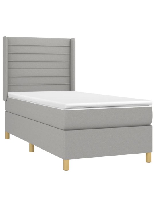 Box spring postel s matrací a LED světle šedá 80x200 cm textil