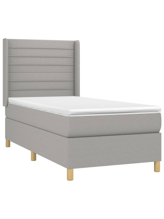 Box spring postel s matrací a LED světle šedá 100x200 cm textil
