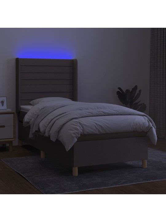 Box spring postel s matrací a LED taupe 100x200 cm textil