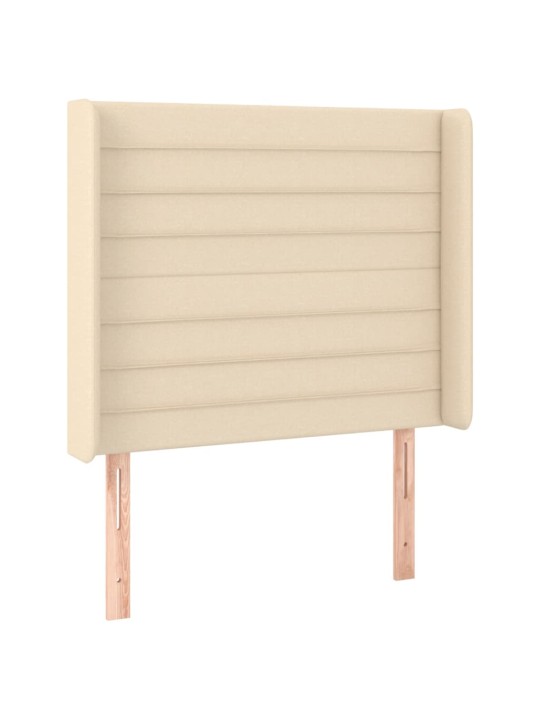 Box spring postel s matrací a LED krémová 100x200 cm textil
