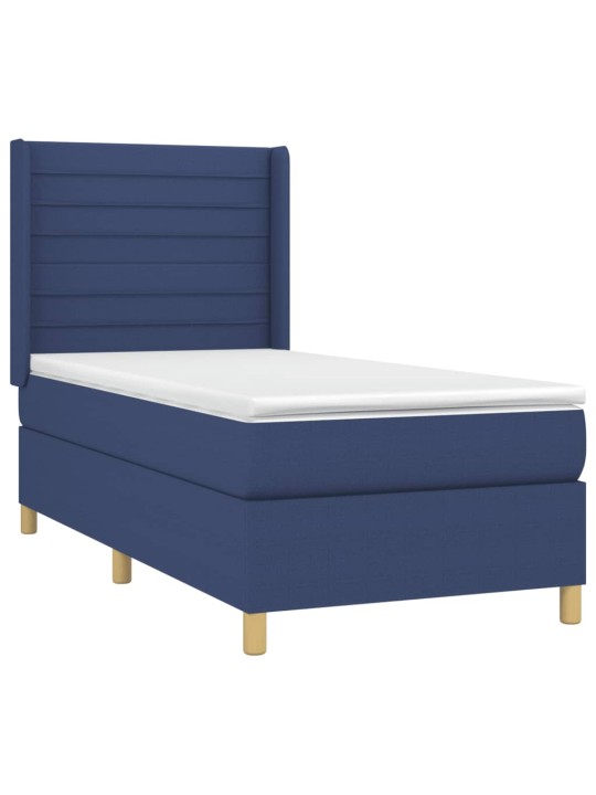 Box spring postel s matrací a LED modrá 100x200 cm textil