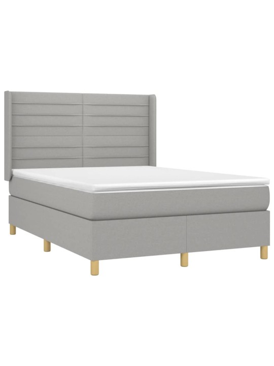 Box spring postel s matrací a LED světle šedá 140x190 cm textil