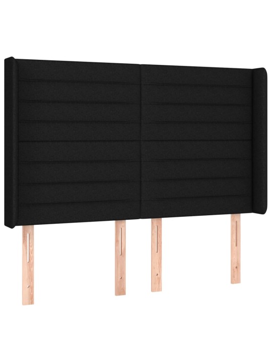 Box spring postel s matrací a LED černá 140x190 cm textil