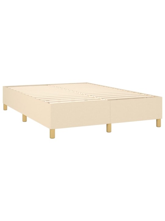 Box spring postel s matrací a led krémová 140x190 cm textil