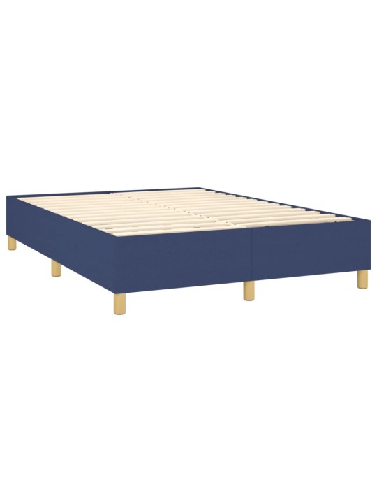 Box spring postel s matrací a LED modrá 140x190 cm textil