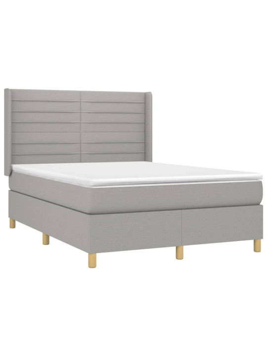 Box spring postel s matrací a LED světle šedá 140x200 cm textil