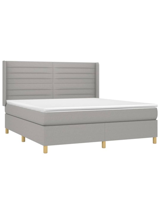 Box spring postel s matrací a LED světle šedá 160x200 cm textil