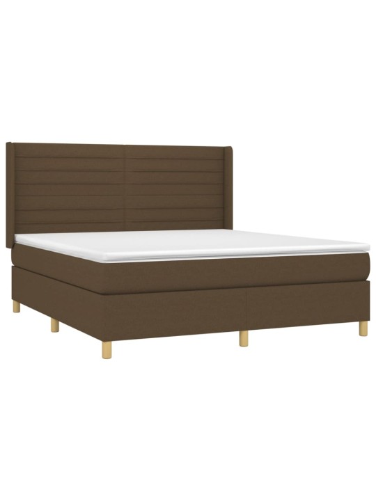 Box spring postel s matrací a led tmavě hnědá 160x200 cm textil
