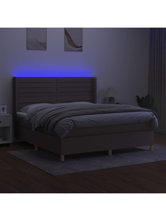 Box spring postel s matrací a led taupe 160x200 cm textil