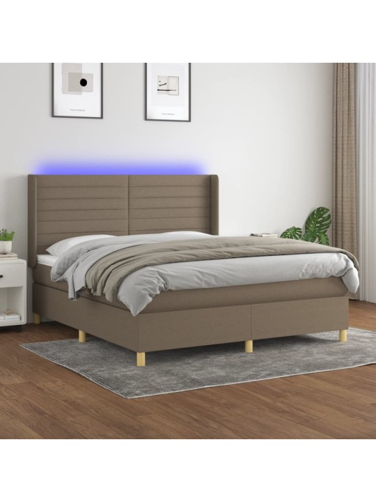 Box spring postel s matrací a led taupe 160x200 cm textil