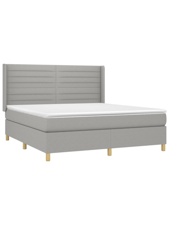 Box spring postel s matrací a LED světle šedá 180x200 cm textil