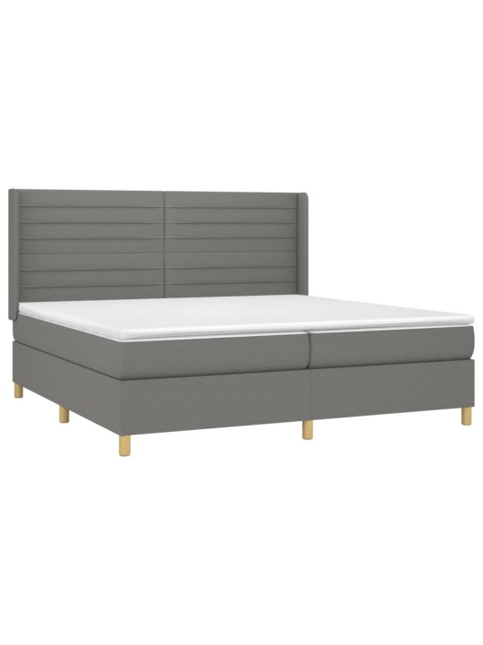 Box spring postel s matrací a LED tmavě šedá 200x200 cm textil