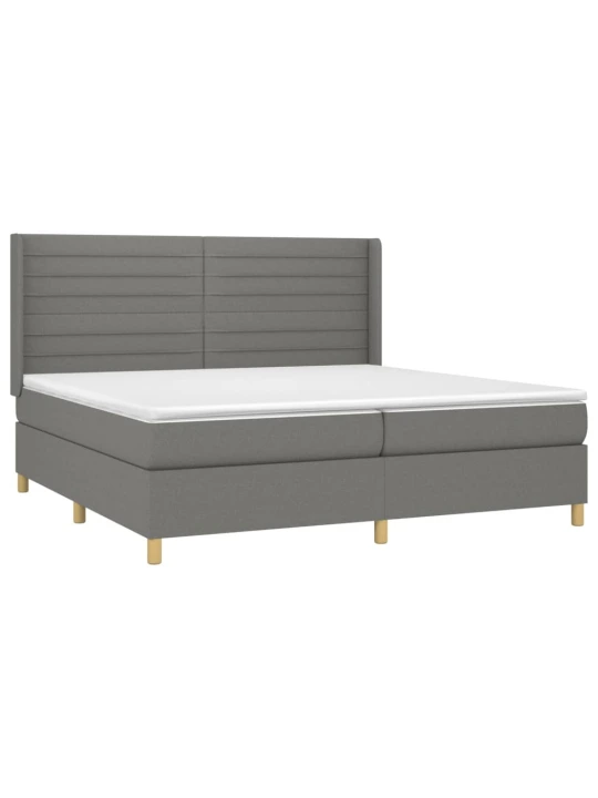Box spring postel s matrací a LED tmavě šedá 200x200 cm textil