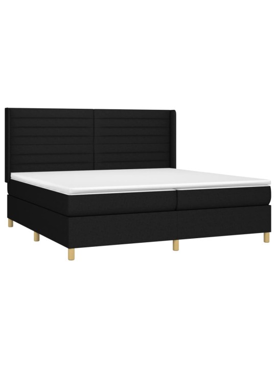 Box spring postel s matrací a LED černá 200x200 cm textil