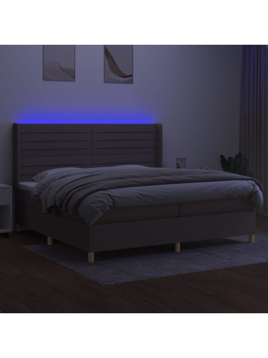 Box spring postel s matrací a led taupe 200x200 cm textil