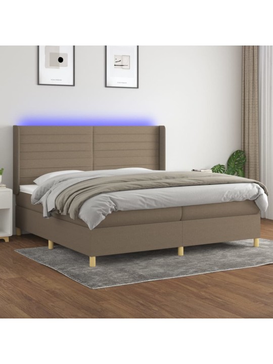 Box spring postel s matrací a led taupe 200x200 cm textil