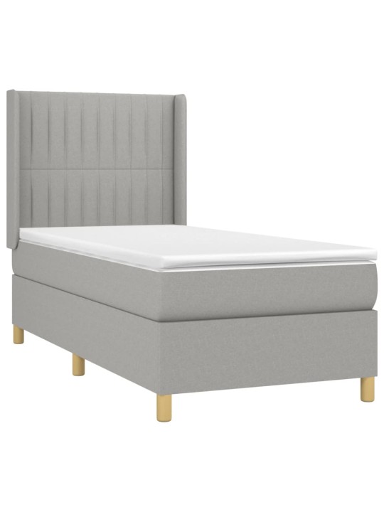 Box spring postel s matrací a LED světle šedá 80x200 cm textil