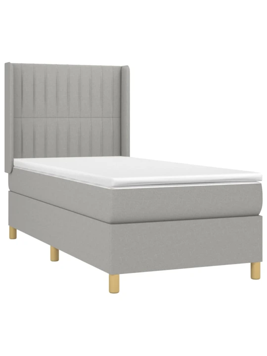 Box spring postel s matrací a LED světle šedá 80x200 cm textil