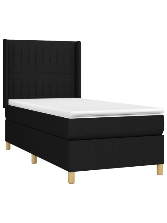 Box spring postel s matrací a LED černá 80 x 200 cm textil
