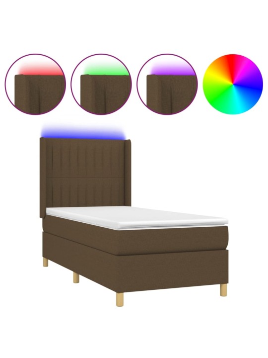 Box spring postel s matrací a LED tmavě hnědá 80x200 cm textil