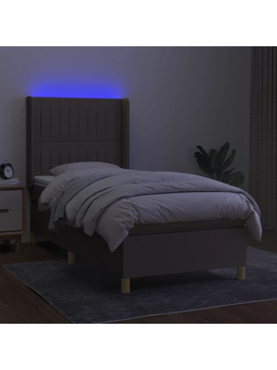 Box spring postel s matrací a led taupe 80 x 200 cm textil