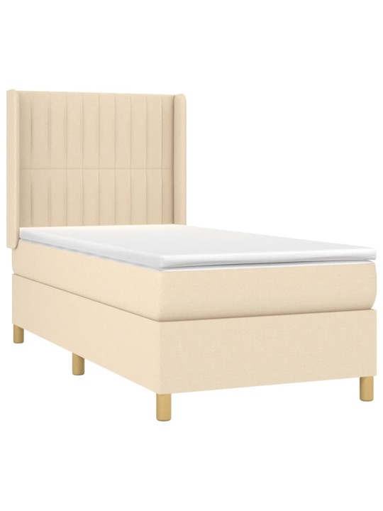 Box spring postel s matrací a led krémová 80 x 200 cm textil