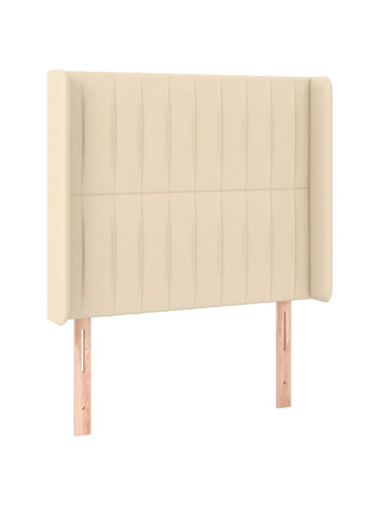 Box spring postel s matrací a led krémová 80 x 200 cm textil