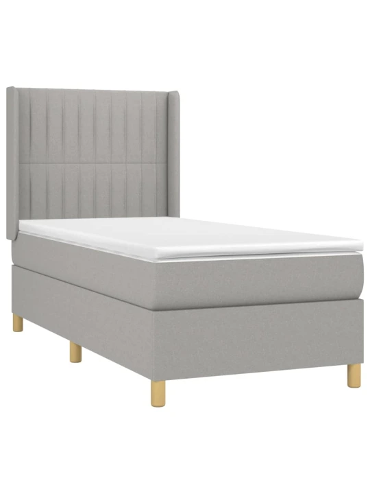 Box spring postel s matrací a LED světle šedá 90x190 cm textil
