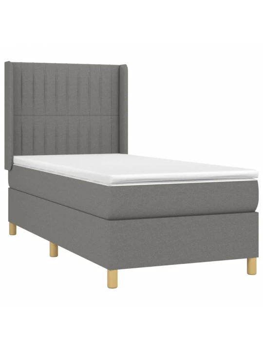 Box spring postel s matrací a LED tmavě šedá 90x200 cm textil