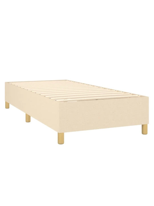 Box spring postel s matrací a LED krémová 90x200 cm textil
