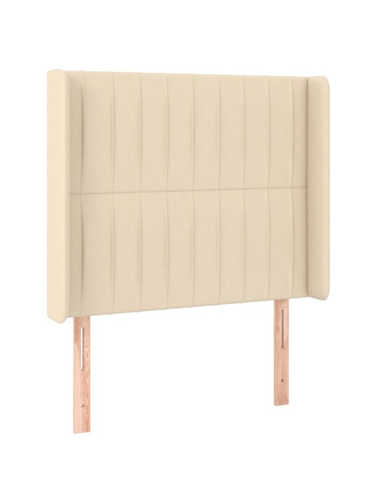 Box spring postel s matrací a LED krémová 90x200 cm textil