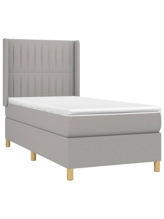 Box spring postel s matrací a LED světle šedá 100x200 cm textil