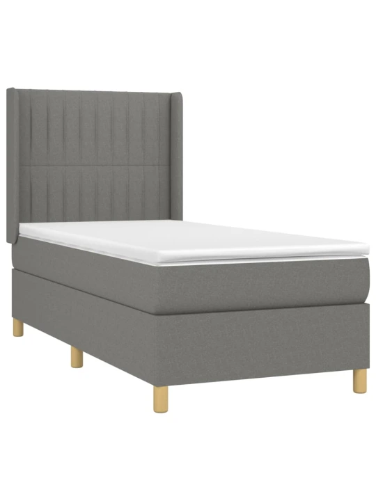 Box spring postel s matrací a LED tmavě šedá 100x200 cm textil