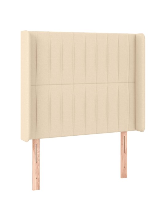 Box spring postel s matrací a LED krémová 100x200 cm textil