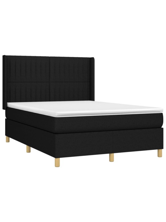 Box spring postel s matrací a LED černá 140x190 cm textil